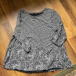 Lucky Brand Navy and White Patterned Tunic